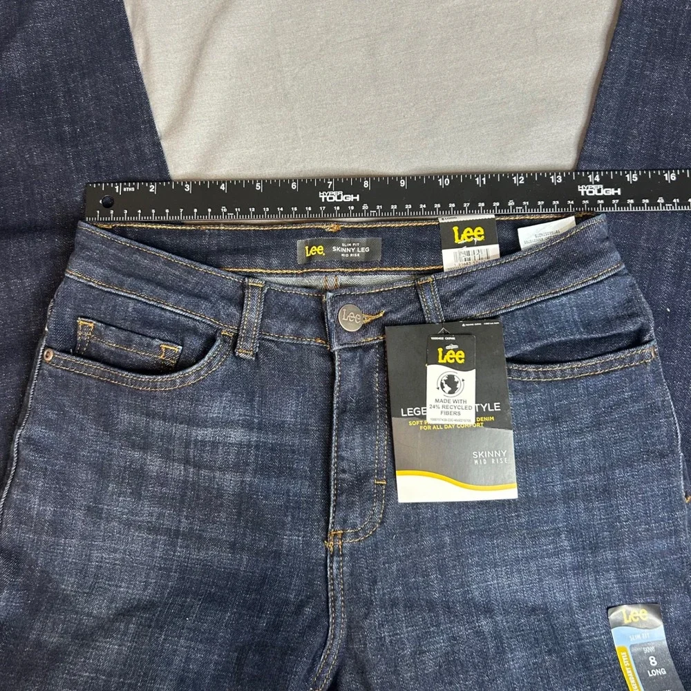 Lee Womens Legendary Skinny Mid Rise Jeans‎ Dark Wash Blue 8 Long 1000157438-22C